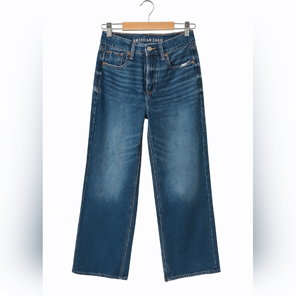 American Eagle Super High Rise Baggy Wide Leg Ankle Jeans